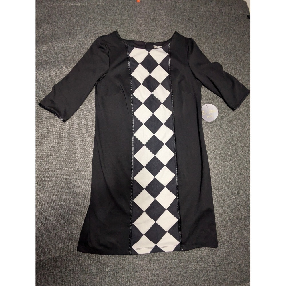 Emma & Michele Women's Black & White Design Feel Pretty Shirt Dress Size 14 NWT
